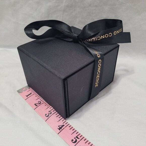 Ring Concierge Bracelet Box Black Empty Magnetic Attached Ribbon Pillow Logo - Picture 12 of 14